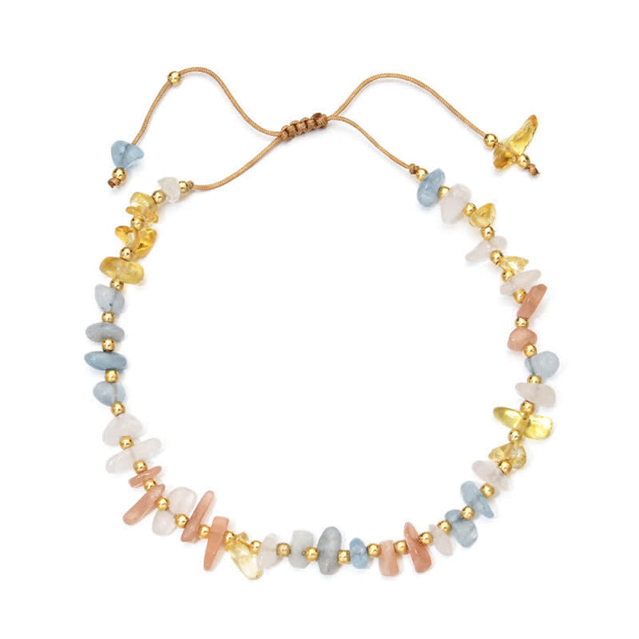 Bracelet à cordon en perles de pierre irrégulières naturelles Olivenorma