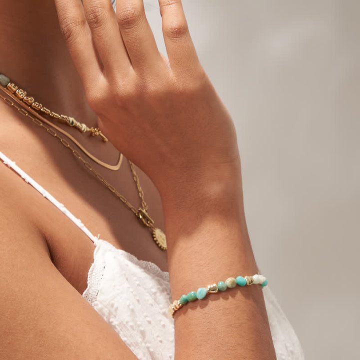 Bracelet en perles de pierre en métal et pierre naturelle irrégulière Olivenorma