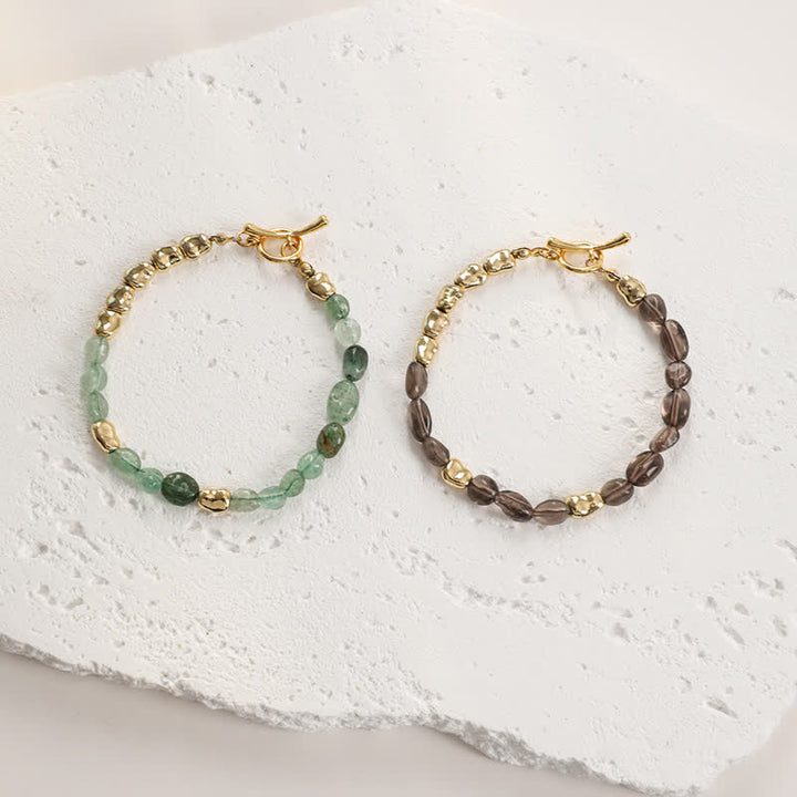 Bracelet en perles de pierre en métal et pierre naturelle irrégulière Olivenorma