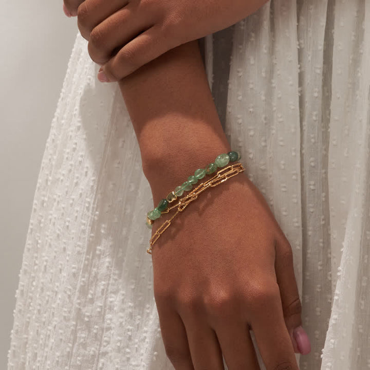 Bracelet en perles de pierre en métal et pierre naturelle irrégulière Olivenorma