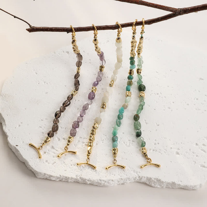 Bracelet en perles de pierre en métal et pierre naturelle irrégulière Olivenorma