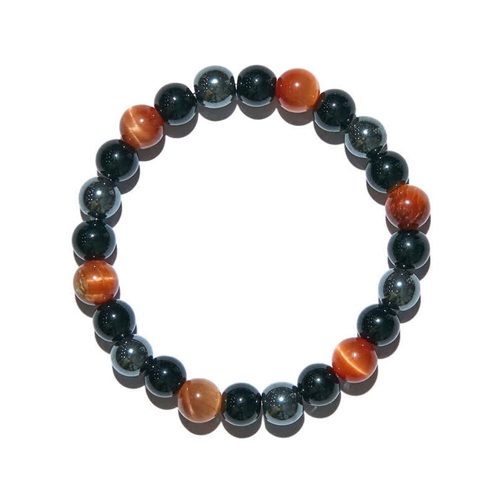 Bracelet de perles en hématite et obsidienne œil de tigre orange Olivenorma