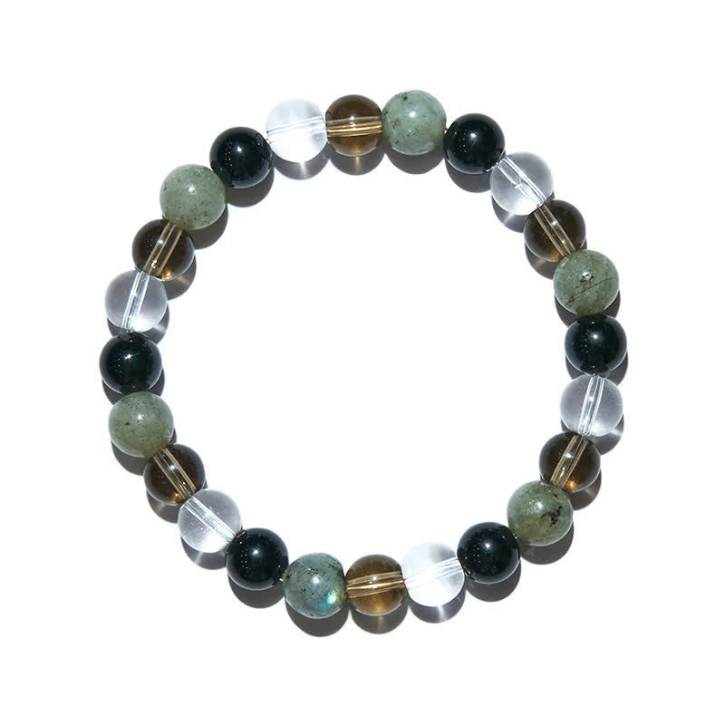 Bracelet de perles en cristal transparent, labradorite, obsidienne et quartz fumé Olivenorma