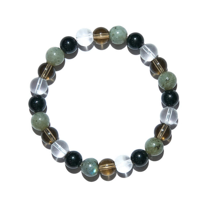 Bracelet de perles en cristal transparent, labradorite, obsidienne et quartz fumé Olivenorma