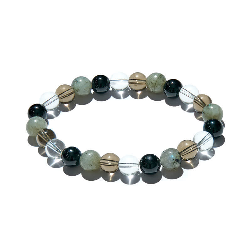 Bracelet de perles en cristal transparent, labradorite, obsidienne et quartz fumé Olivenorma