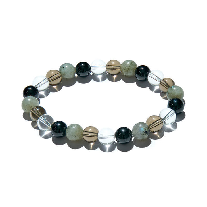 Bracelet de perles en cristal transparent, labradorite, obsidienne et quartz fumé Olivenorma
