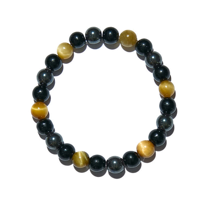 Bracelet de perles en hématite et obsidienne œil de tigre jaune Olivenorma