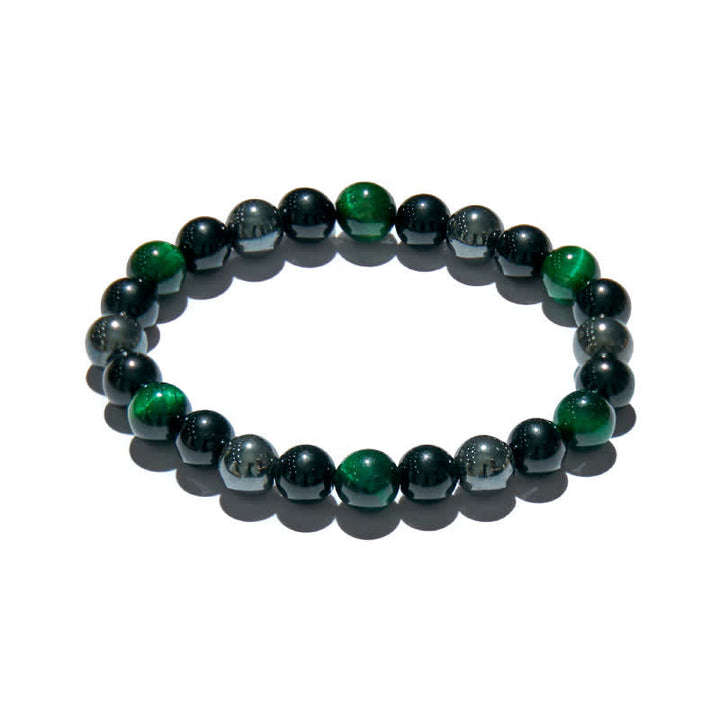 Bracelet de perles en hématite et obsidienne de œil de tigre vert Olivenorma