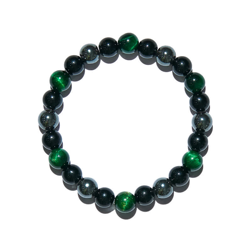 Bracelet de perles en hématite et obsidienne de œil de tigre vert Olivenorma