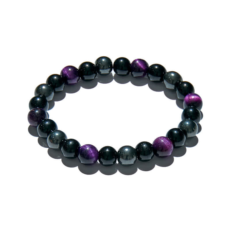 Bracelet de perles en hématite et obsidienne œil de tigre violet Olivenorma