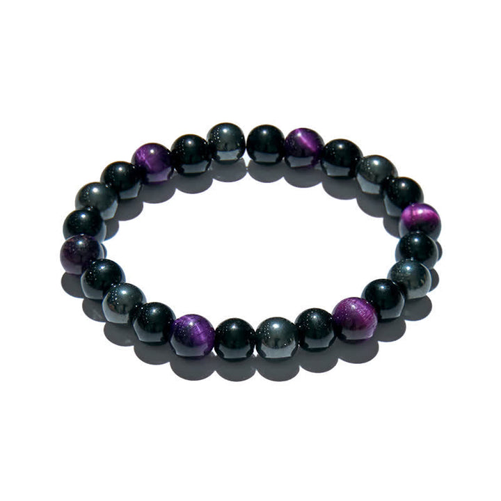 Bracelet de perles en hématite et obsidienne œil de tigre violet Olivenorma