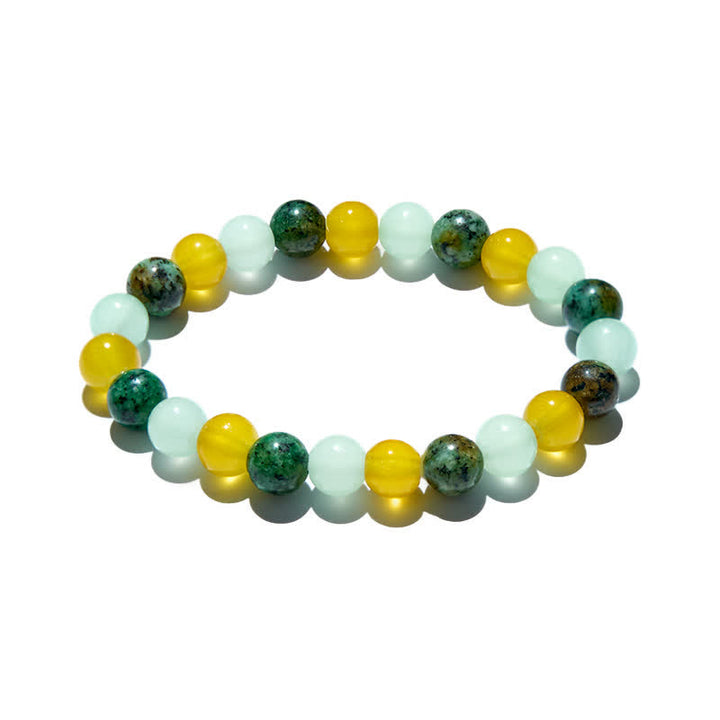 Bracelet de perles en citrine et fluorite verte turquoise africaine Olivenorma