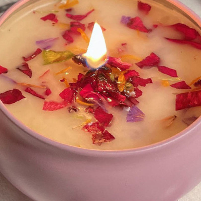 Bougie de soja aux fleurs séchées naturelles Olivenorma Cristal Aromathérapie