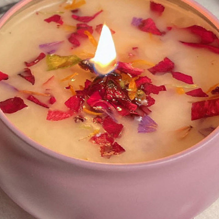 Bougie de soja aux fleurs séchées naturelles Olivenorma Cristal Aromathérapie