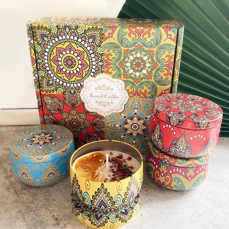 Coffret de 4 bougies parfumées Olivenorma Aromathérapie en cristal naturel