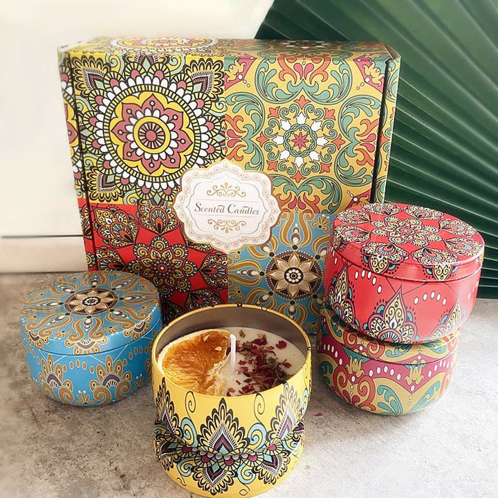 Coffret de 4 bougies parfumées Olivenorma Aromathérapie en cristal naturel