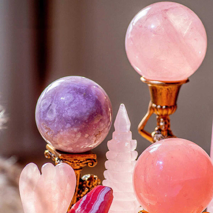 Gamme de cristaux énergétiques d'amour et de confiance en quartz rose Olivenorma