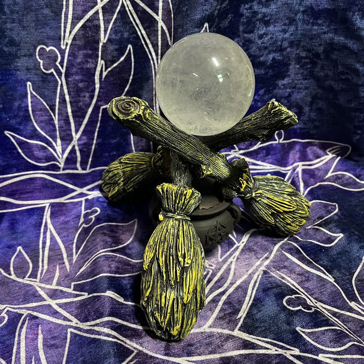 Bougeoir en cristal avec balai de sorcière magique Olivenorma pour décoration de bureau