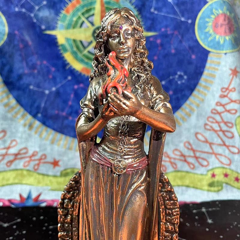Statue de la déesse Olivenorma BRIGID, porte-bougie, porte-boule de cristal