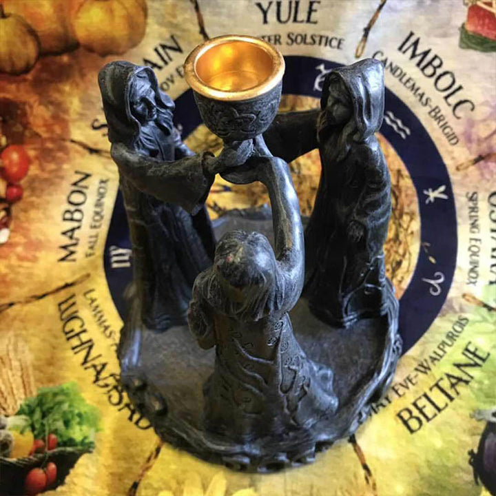 Olivenorma Statue des Nornes Porte-encens Ornement Bougeoir
