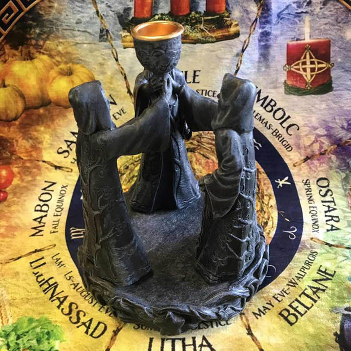 Olivenorma Statue des Nornes Porte-encens Ornement Bougeoir