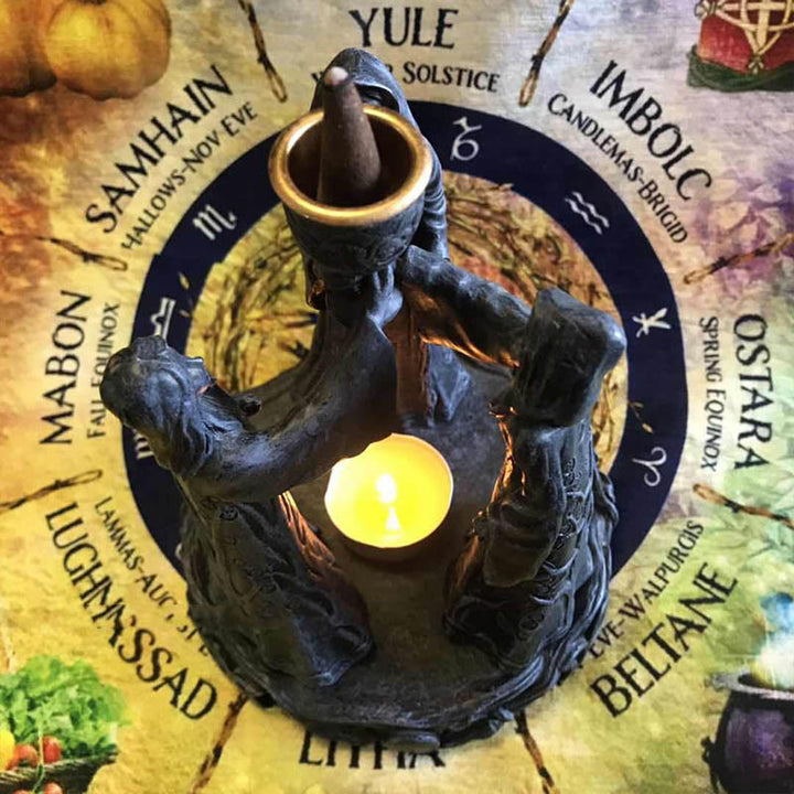 Olivenorma Statue des Nornes Porte-encens Ornement Bougeoir
