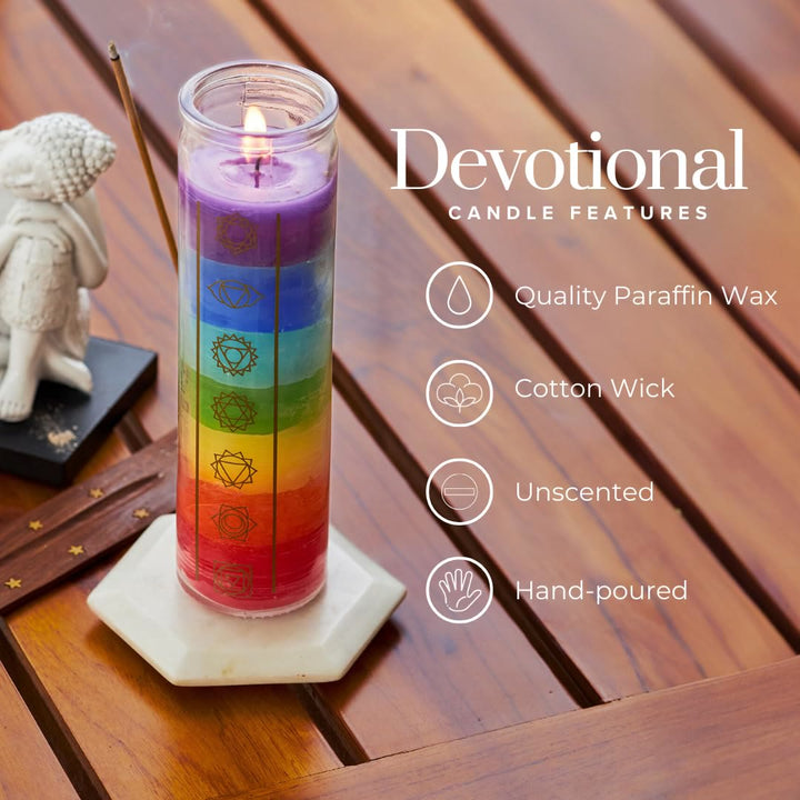 Bougie dévotionnelle Olivenorma Bougie 7 Chakras avec pot transparent