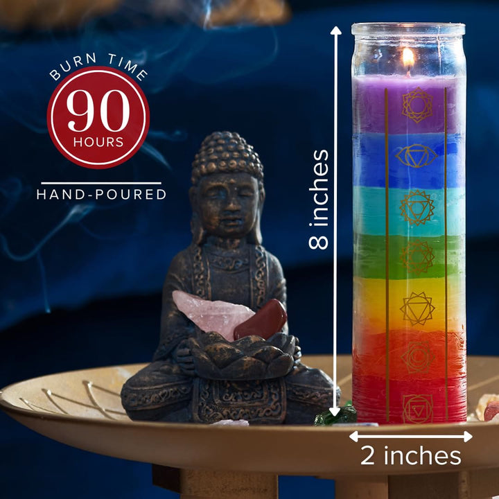 Bougie dévotionnelle Olivenorma Bougie 7 Chakras avec pot transparent