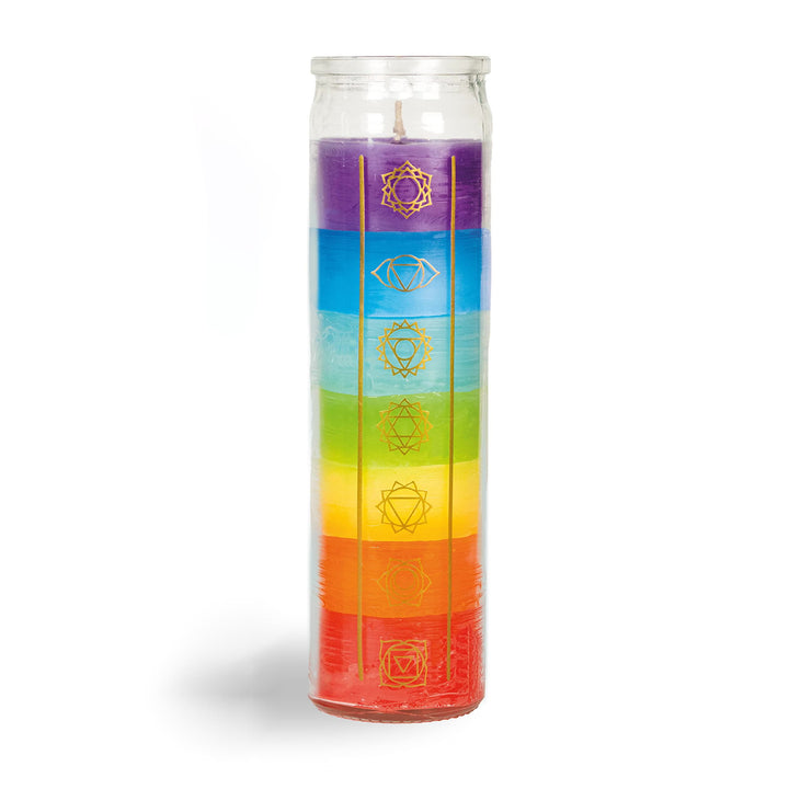 Bougie dévotionnelle Olivenorma Bougie 7 Chakras avec pot transparent
