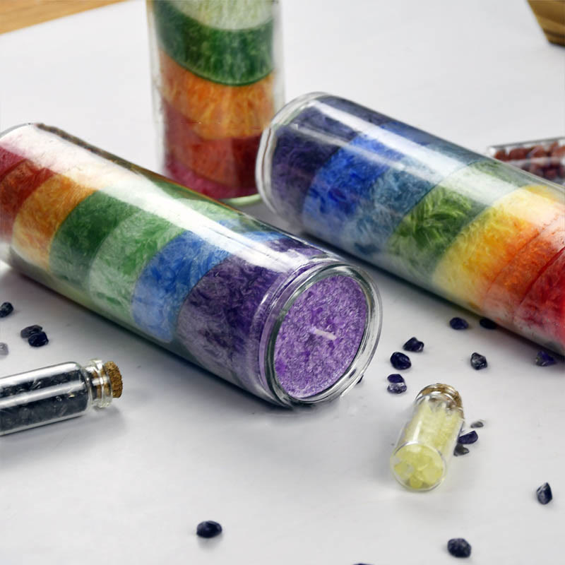 Bougie énergétique de méditation arc-en-ciel Olivenorma 7 Chakra