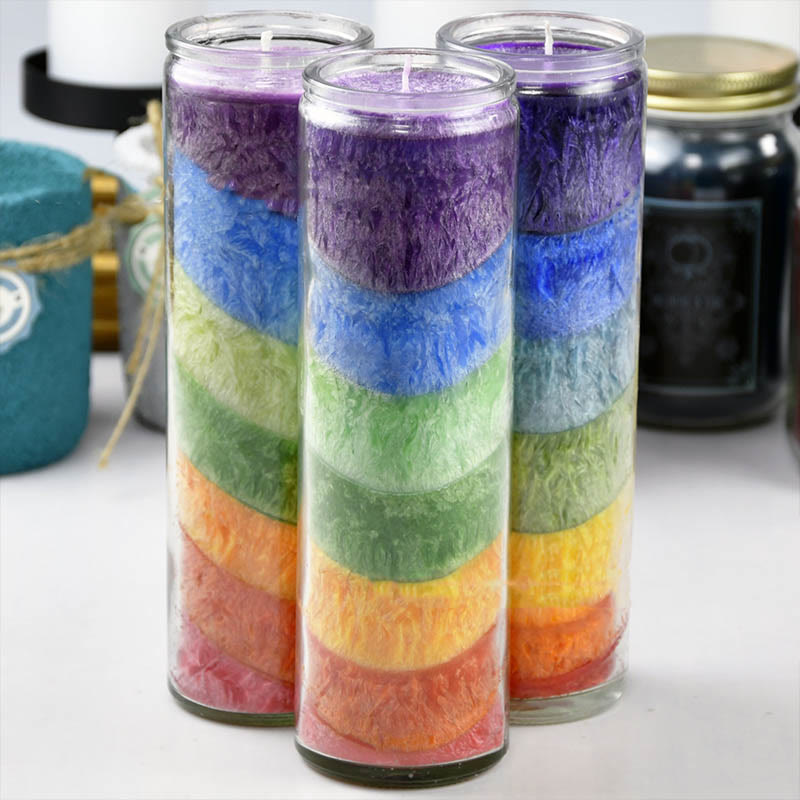 Bougie énergétique de méditation arc-en-ciel Olivenorma 7 Chakra