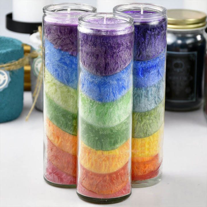 Bougie énergétique de méditation arc-en-ciel Olivenorma 7 Chakra