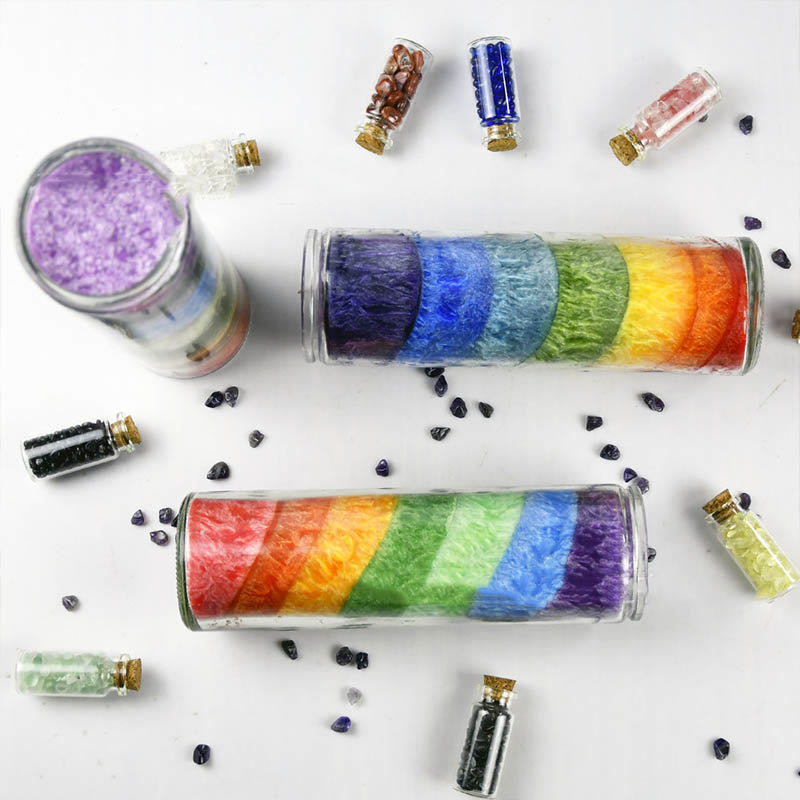 Bougie énergétique de méditation arc-en-ciel Olivenorma 7 Chakra