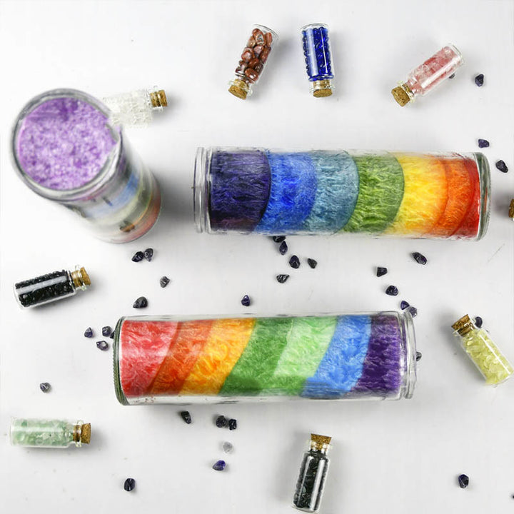 Bougie énergétique de méditation arc-en-ciel Olivenorma 7 Chakra