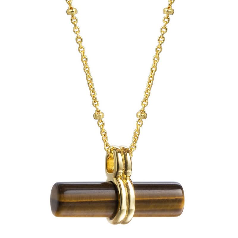 Collier pendentif en bois équilibrant en œil de tigre naturel Olivenorma