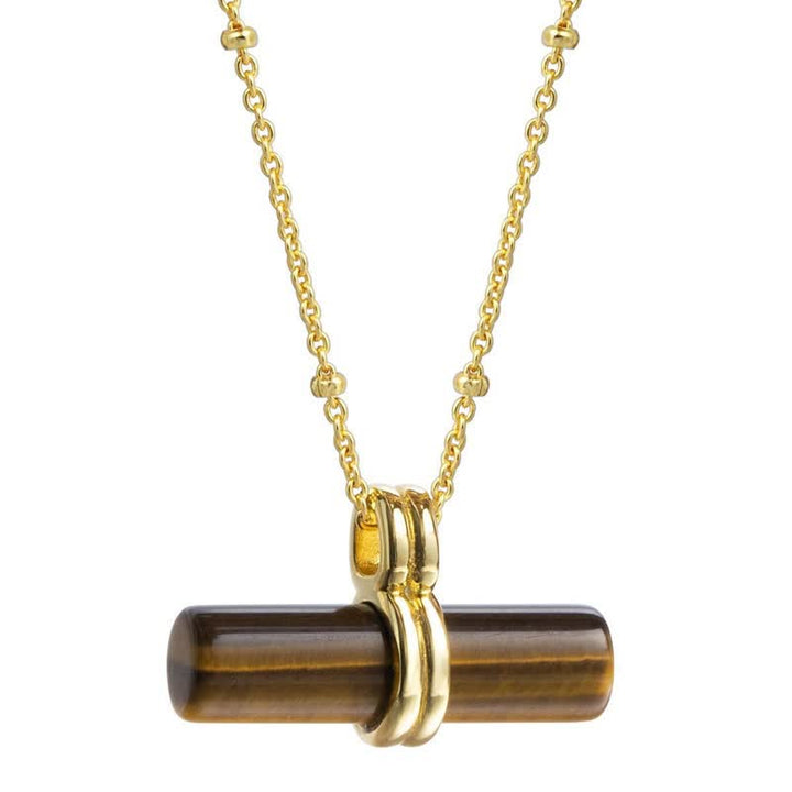 Collier pendentif en bois équilibrant en œil de tigre naturel Olivenorma