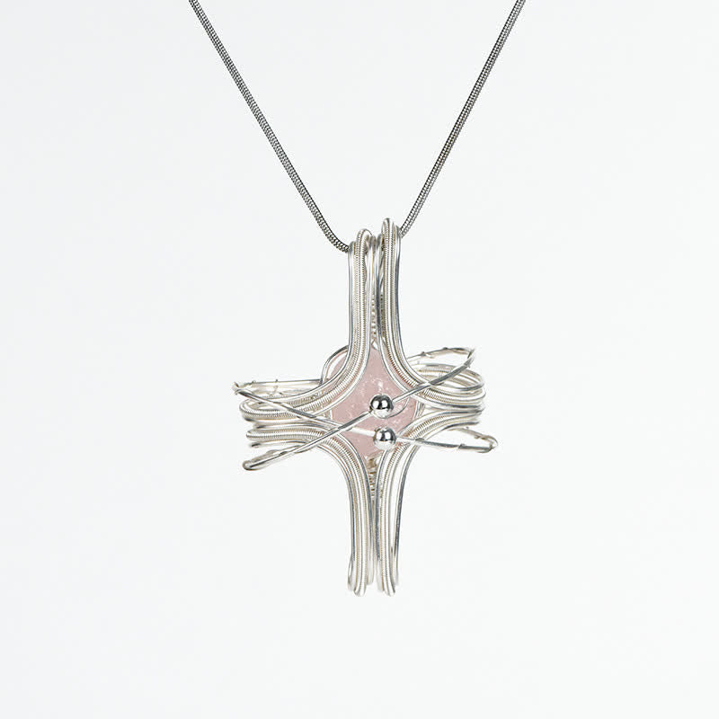 Collier pendentif planète octaédrique enroulé à la main en cristal naturel Olivenorma