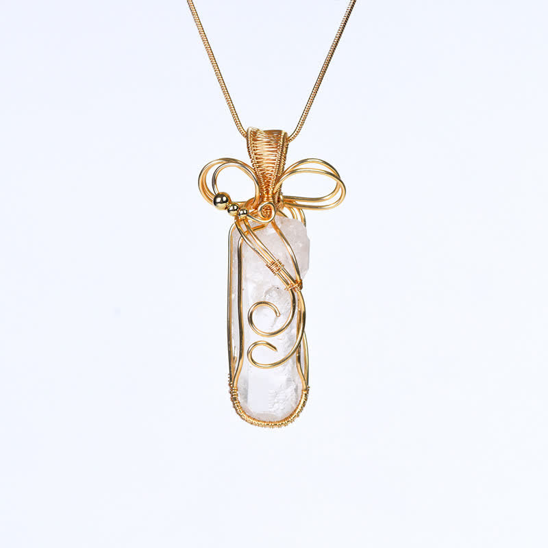 Collier pendentif longue colonne enroulé à la main en cristal naturel Olivenorma