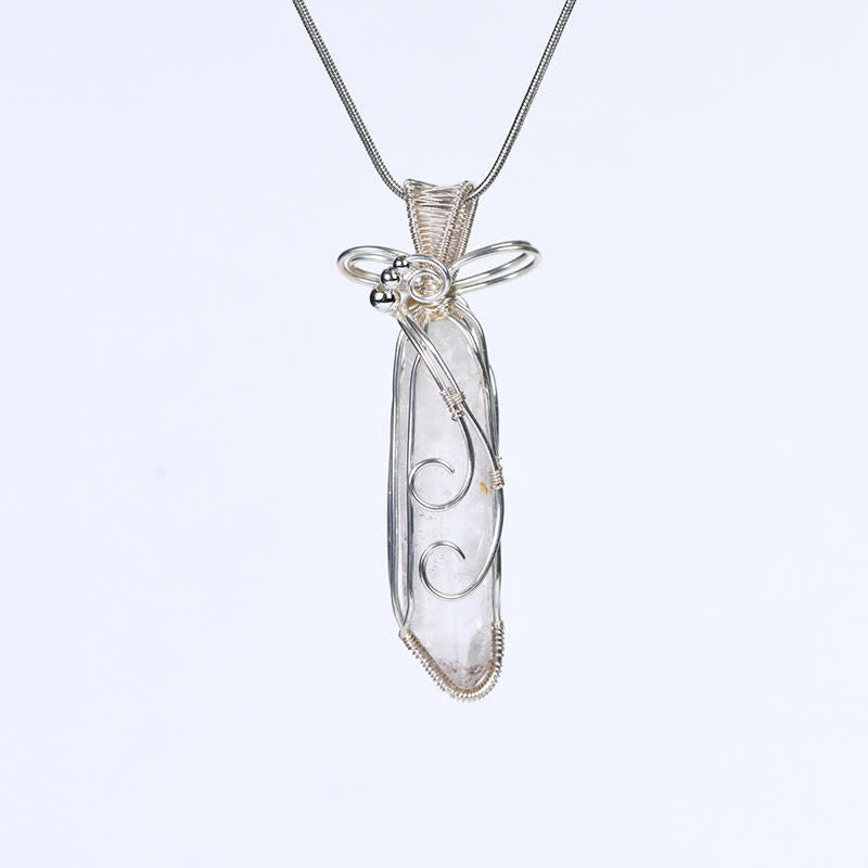 Collier pendentif longue colonne enroulé à la main en cristal naturel Olivenorma