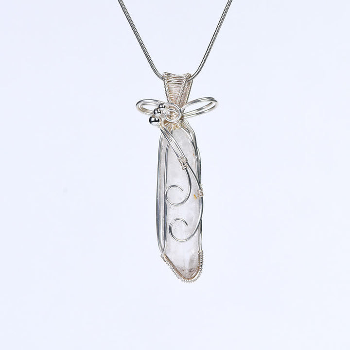Collier pendentif longue colonne enroulé à la main en cristal naturel Olivenorma