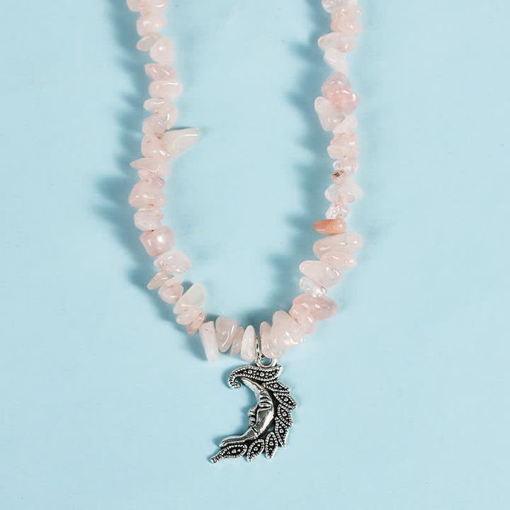 Collier avec pendentif en perles de gravier naturel et perles de soleil et de lune Olivenorma