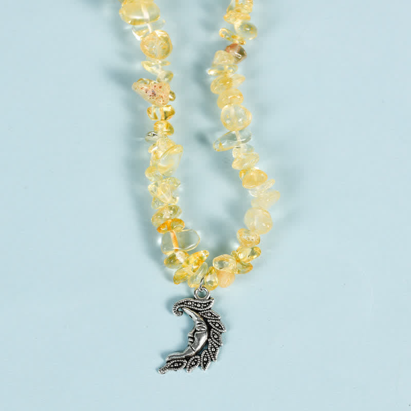 Collier avec pendentif en perles de gravier naturel et perles de soleil et de lune Olivenorma