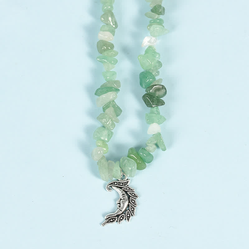 Collier avec pendentif en perles de gravier naturel et perles de soleil et de lune Olivenorma