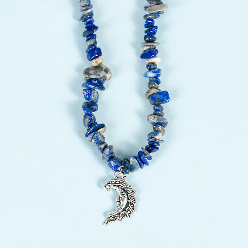 Collier avec pendentif en perles de gravier naturel et perles de soleil et de lune Olivenorma