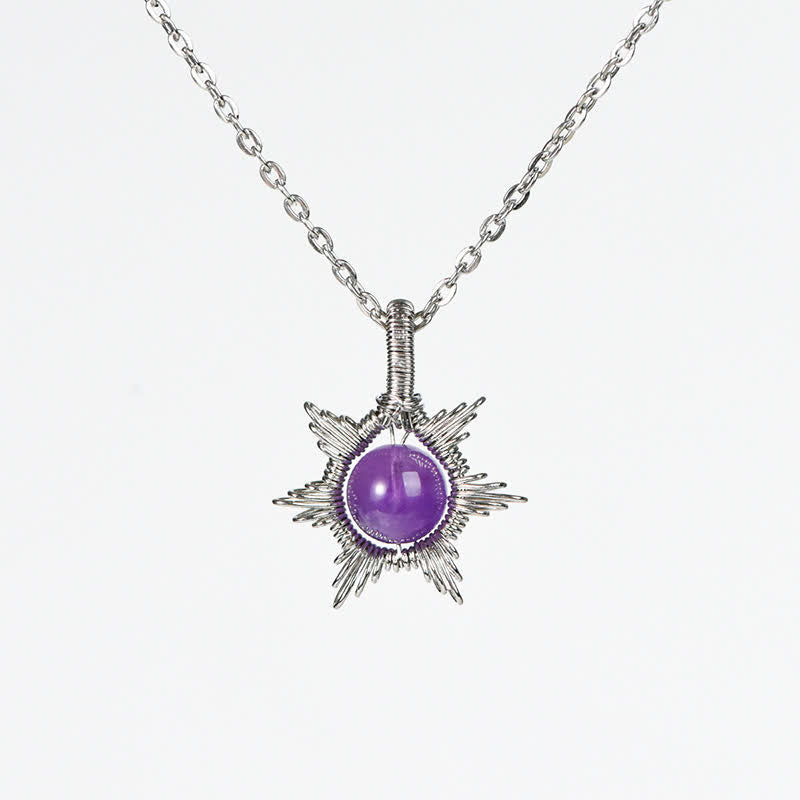 Collier pendentif soleil lune en pierre naturelle Olivenorma