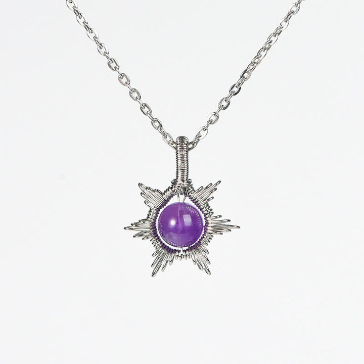 Collier pendentif soleil lune en pierre naturelle Olivenorma