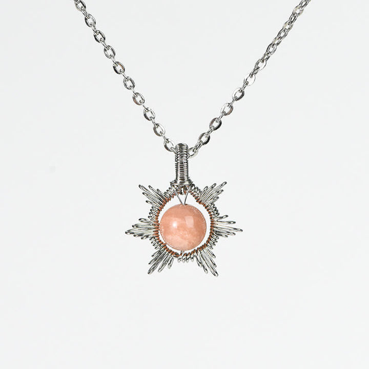Collier pendentif soleil lune en pierre naturelle Olivenorma