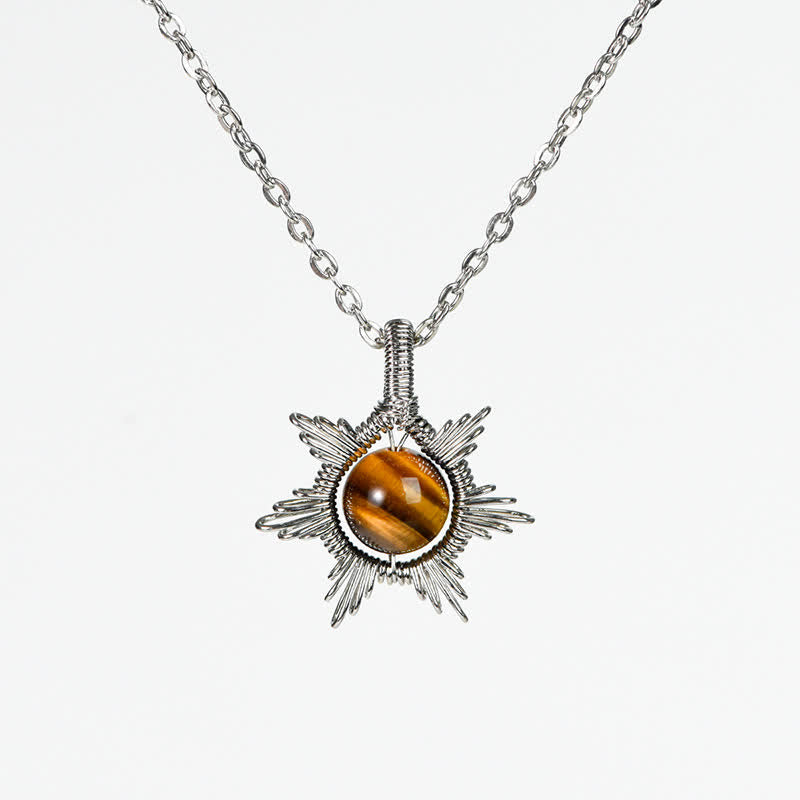 Collier pendentif soleil lune en pierre naturelle Olivenorma