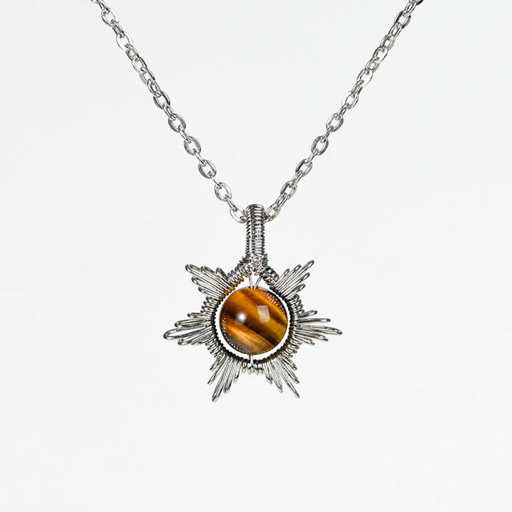 Collier pendentif soleil lune en pierre naturelle Olivenorma