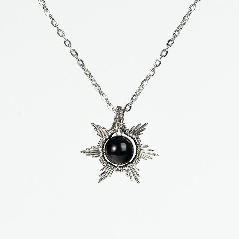 Collier pendentif soleil lune en pierre naturelle Olivenorma